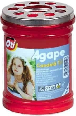 Свещ С Ветроустойчив Капак 20 Часа Продължителност Agape Червена Oti131152