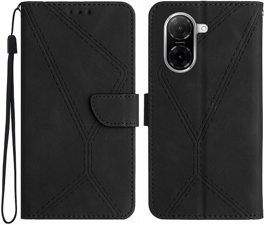 Tel1 Xiaomi Redmi A5 4G Gestickte Prägung Handyhülle Buch Schwarz