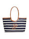 Stripe Stripe Υφασμάτινη Γυναικεία Τσάντα Tote Χειρός Μπλε