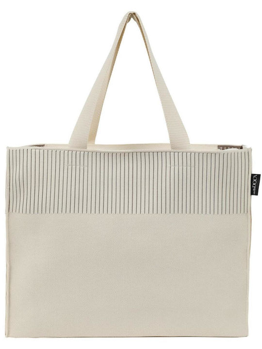 Doca Stoff Strandtasche Beige