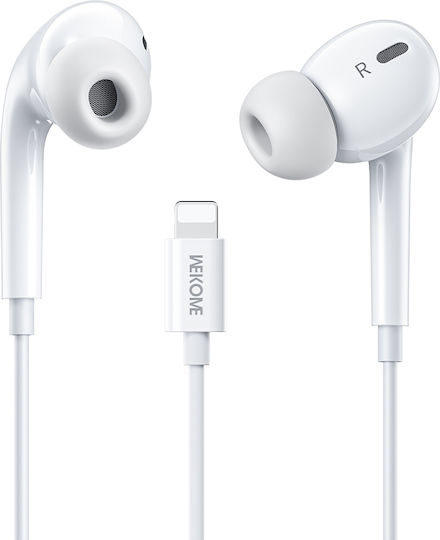 WK Yb10 In-ear Handsfree Ακουστικά με Βύσμα Lightning Λευκό