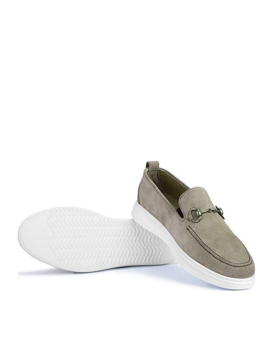 Suede Men's Moccasins in Beige Colour