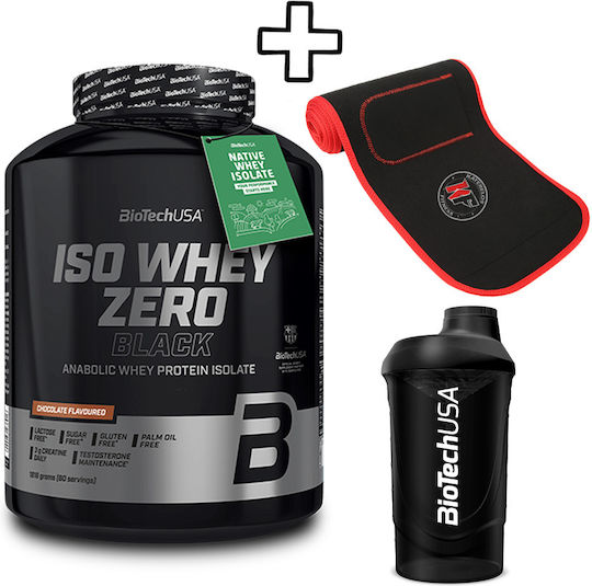 Biotech Usa Wave Shaker 600ml Magic Magenta & Biotech Usa Iso Whey Zero Black 1816g Chocolate & Katerelos Fitness Slimming Sweat Belt 130cm X 26.50cm X 5mm One Size Custom Bundle