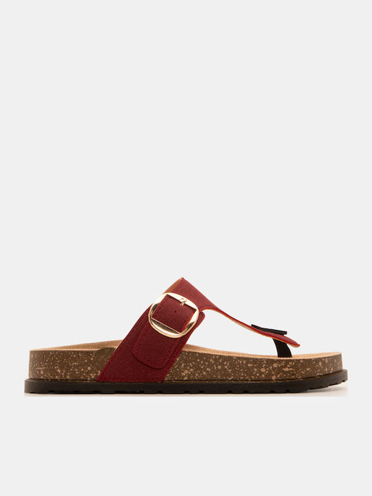 Flache Damen Sandalen Flatforms Burgundisch