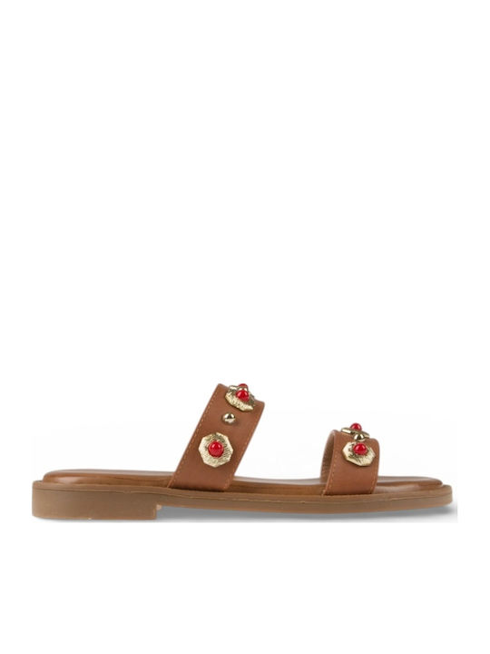 Damen Flache Sandalen Braun