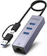 Unitek USB Хъб с 4 Порта USB 3.0 с USB-C и Ethernet