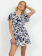 Summer Mini Dress Wrap Blue