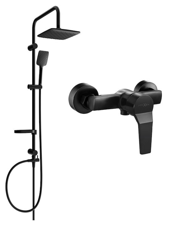 Mexen Duschsäule mit Wannenbatterie Schwarze