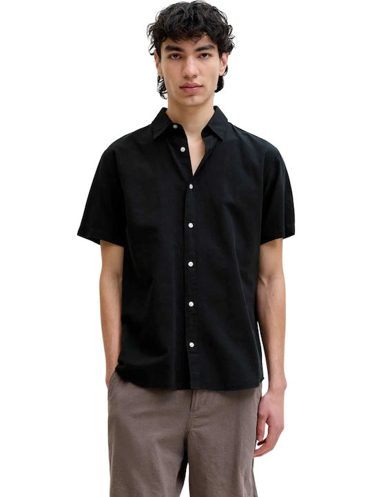 Jack & Jones Κοντομάνικο Λινό Πουκάμισο Black