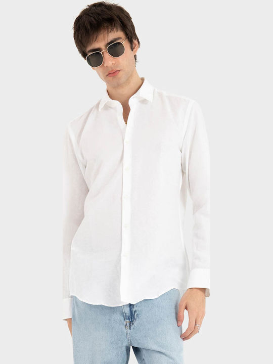 Hugo Kenno Long Sleeve Linen Shirt in Narrow Fi...
