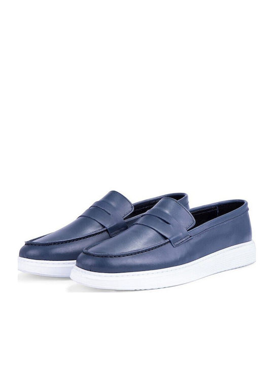 Leder Herren Mokassins in Blau Farbe