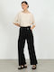 Pantalon Dama Din Țesătură Negru