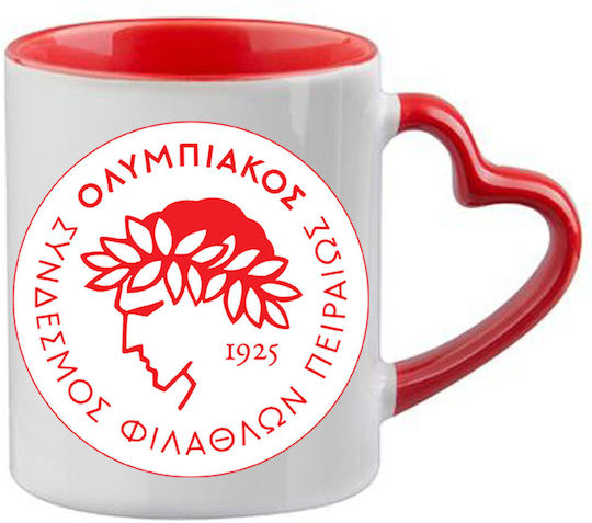 Olympiacos Mug Red Handle Heart Interior