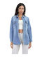 Long Women's Jean Jacket Blue