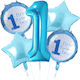 Set 5 Baloane Rotunde Zi De Naștere Folie Albastre Jumbo 68.5 cm
