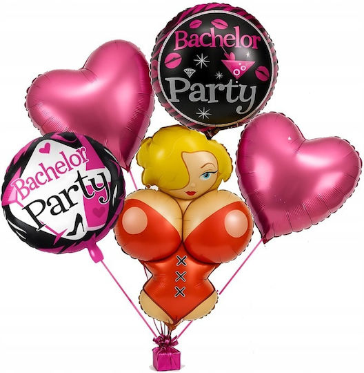 Set 5 Rund Luftballons Folie Mehrfarbig
