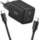 Spigen Φορτιστής GaN με Θύρα USB-C και Καλώδιο USB-C - USB-C 45W Power Delivery Μαύρος (ArcStation Essential)