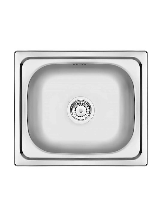 Deante Drop-In Кухненски Мивка Inox Гладко (Сатенено Покритие) със Смесител Дължина 48xШирина 43см Сива