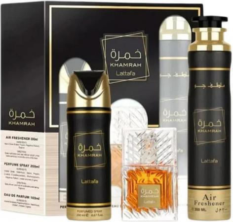 Lattafa Khamrah Ανδρικό Σετ με Eau de Parfum 3τμχ