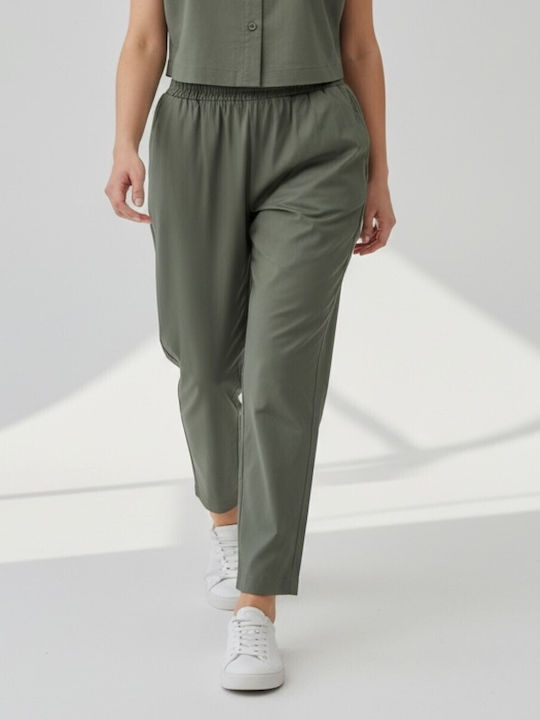 Moutaki Women's Fabric Trousers with Rubber Ban...
