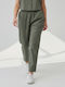 Damen Stoffhose mit Gummiband Chaki