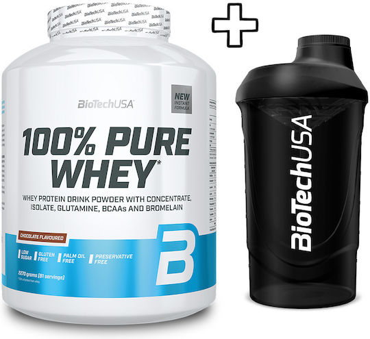 Biotech Usa 100% Pure Whey 2270g Hazelnut & Biotech Usa Wave Shaker 600ml Opal White Custom Bundle