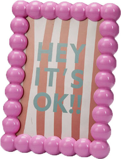 Plastic Photo Frame with Pink Border