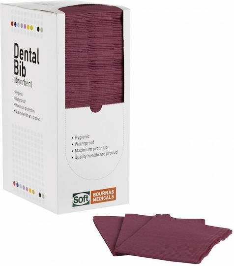 Soft Care Dental Towel Burgundy 2ply + 1ply with Dispenser 500 Pieces