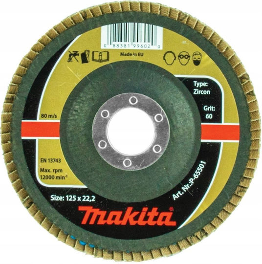 Makita Zirconia Flap Disc 125x22.23mm P60 Metal Stainless Steel