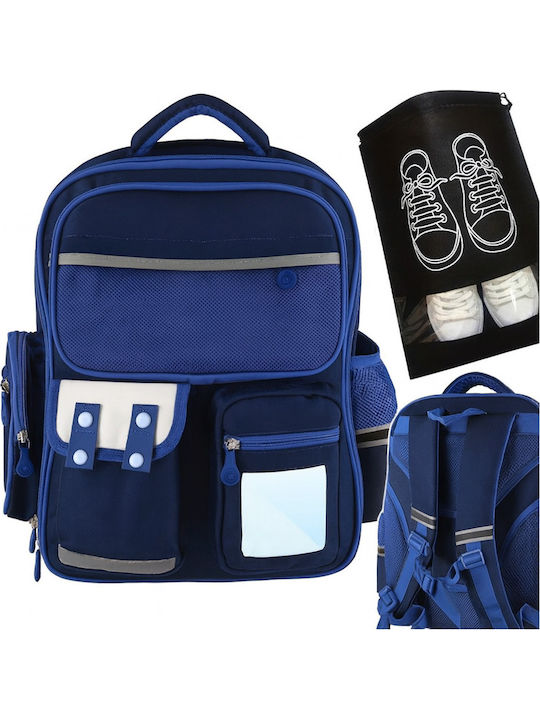 Schulranzen Rucksack Blau mit Flaschenhalter