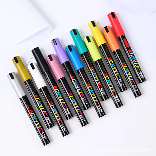 Markeri Acrilici Multicolor 0.4mm Set 12 Bucăți