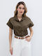 Short Sleeve Women's Shirt Khaki
