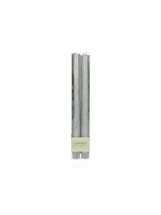Dekorative Kerze Rustik Kegel Silber 4Stücke