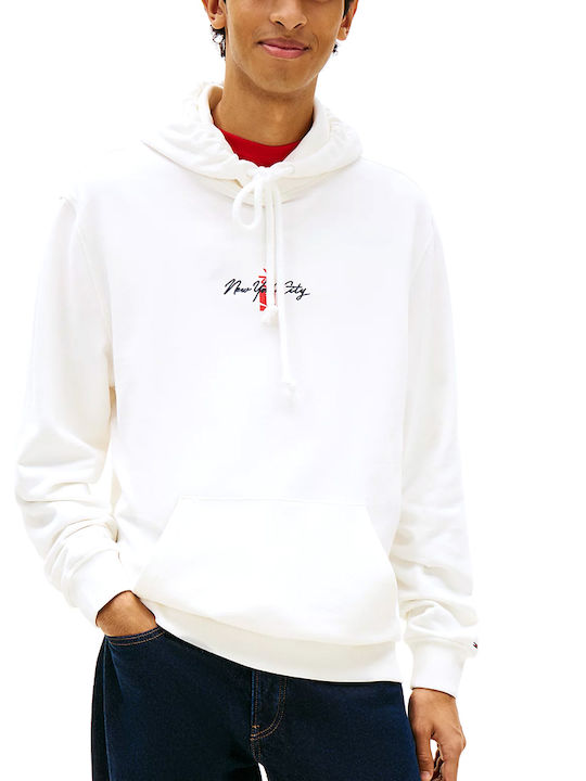 Tommy Hilfiger Hanorac Roșu-Alb cu Glugă