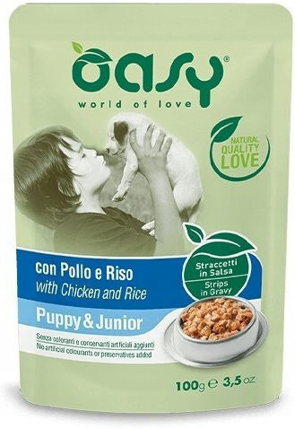 Oasy Oasy Υγresses Hundefutter Für Welpen Mit Huhn Und Reis 100gr