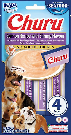 Churu Dog Treat Ear Treat Salmon Shrimp Chicken Cereals 56gr 4 Pieces