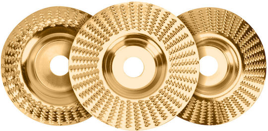 Set 3 Wood Processing Discs Zola Concave Flat Conical Model 100 Mm Disc Diameter 15000 Rpm Gold