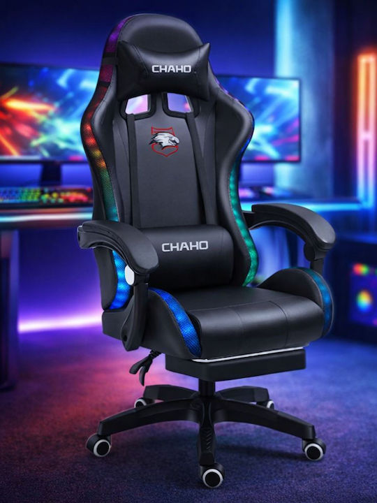 DreamHouse YT089 Gaming Chair Artificial Leather with RGB Lighting and Footstool Black