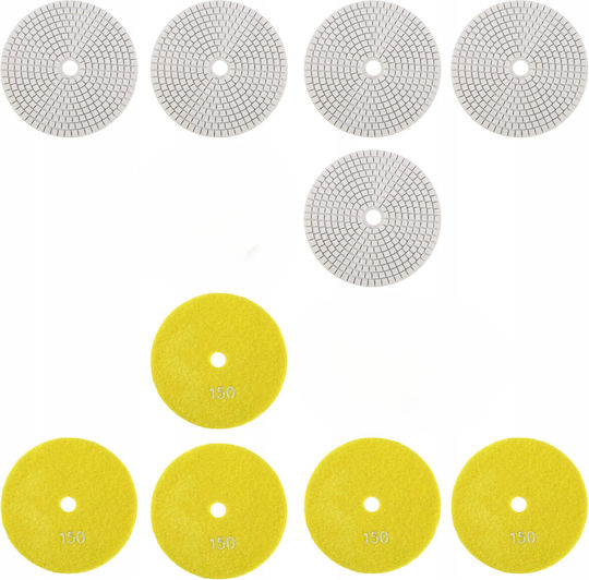 Set 10 Discuri Diamantate De Șlefuire Și Lustruire Zola 80 Mm Diametru Granulație 150 Prindere Velcro Plăci Piatra Ceramică Marmură Țiglă Acoperiș Teracotă Utilizare Uscată Și Umedă Galbene