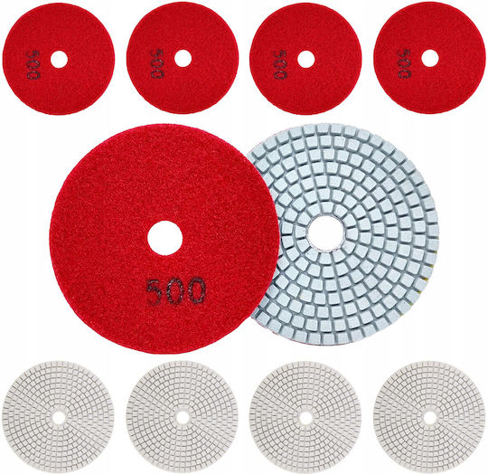 Set 10 Discuri Diamantate De Șlefuire Polizare Zola 80 Mm Diametru 500 Granulație Fixare Velcro Plăci Piatră Ceramică Marmură Plăci Acoperiș Teracotă Utilizare Uscată Și Umedă Roșii