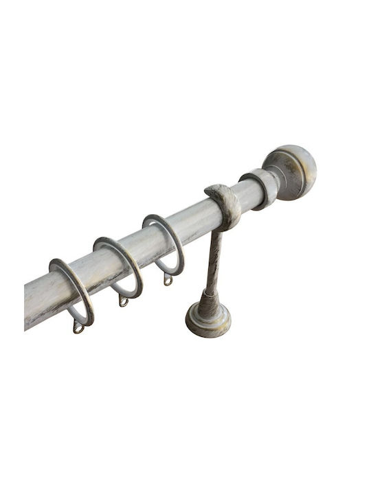 Frans Extendable Metallic Curtain Pole Single Diameter 25mm White Patina Gold A3/04W