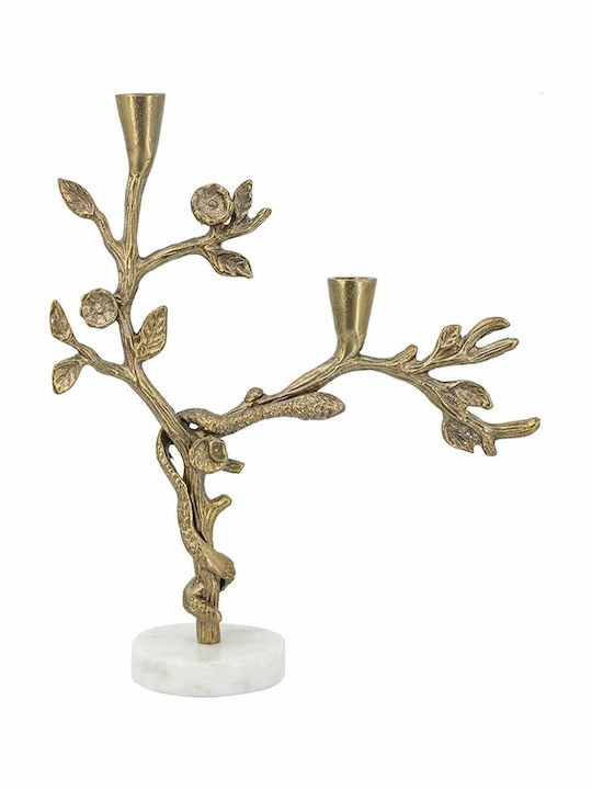 Artekko Branch Κηροπήγιο Μεταλλικό σε Χρυσό Χρώμα 31.8x38.1x10.2εκ.