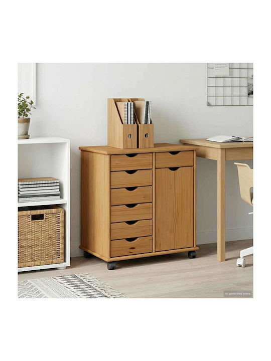 Bufet Dulap din Lemn Masiv cu Sertare Maro 63.5x39x65.5cm