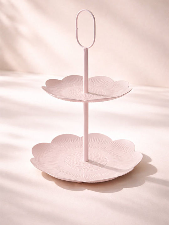 Kaemingk Μεταλλική Εταζέρα Ροζ Ø25cm Π25xΜ40cm