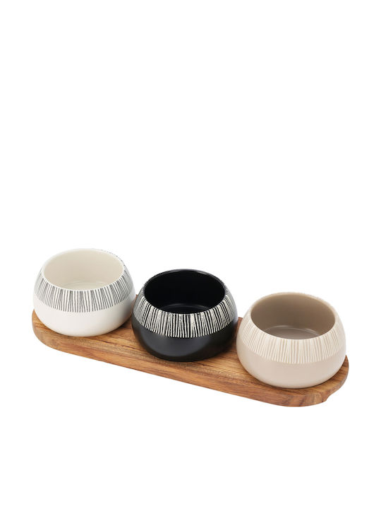 Ceramic Dessert Tower Stand 3 Slots with White Base Ø30cm W10xL6.5cm
