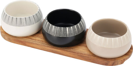 Ornament Ceramic Suporturi Și Tavă Pentru Turn De Desert 3 Locuri Cu Suport Alb Ø30cm Lățime 10xLungime 6.5cm