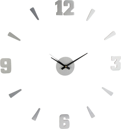 Wall Clock Sticker Metallic Silver Ø16cm