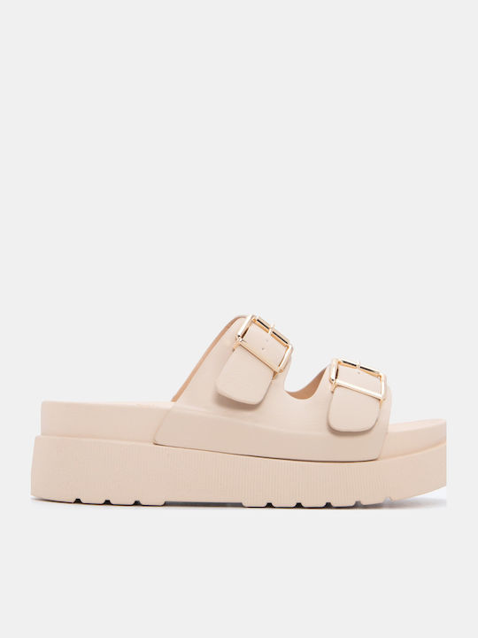 Sandale Casual Damă Flatforme Bej