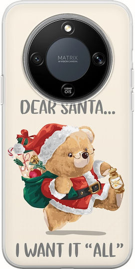 Коледен Дизайн Мече Dear Santa Honor Magic8 Lite 5g Гъвкав TPU Прозрачен Силикон