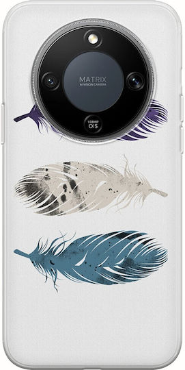 Blue Purple White Feathers Honor Magic8 Lite 5g Flexible Tpu Διάφανη Σιλικόνη
